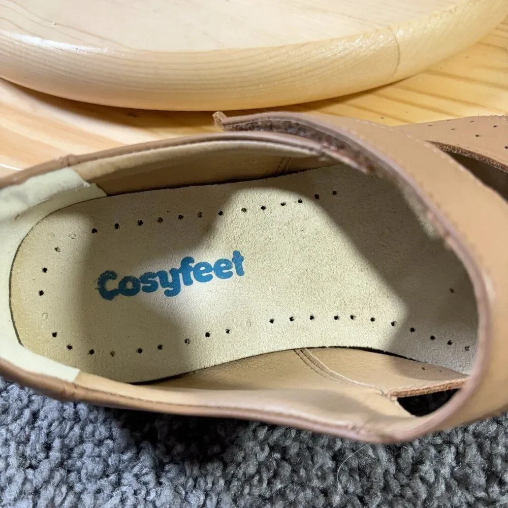 Cosyfeet Shelley Comfort Shoe Womens Size 10 Extra Wide 6E Leather Brown Loafer